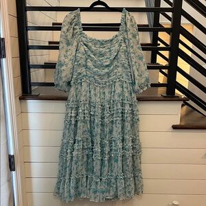 Ivy City Co Blue Floral Long Sleeve Dress